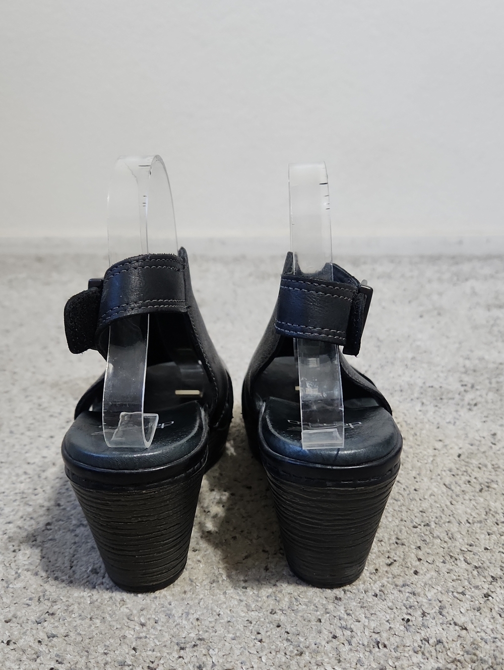 Dansko Vanda Wedge Sandal Black Leather Size 38 - Picture 5 of 11